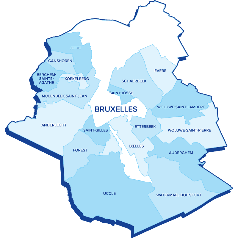 Carte de Bruxelles et ses 19 communes